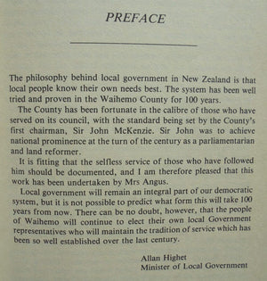 Horse Range to Horse Burn: A History of the Waihemo County Council 1882-1982 By Janet C Angus.