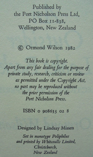 An outsider looks back: Reflections on experience by Wilson, Ormond.