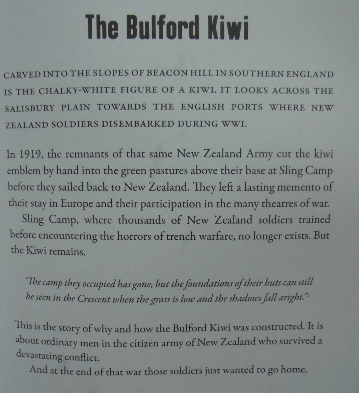 The Bulford Kiwi. The Kiwi We Left Behind. SIGNED