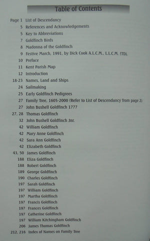 Goldfinch of Whitstable: History and Family Tree of the Descendants of John Goldfinch Circa 1605, of Kent, England BY Lady Melva Gibbins.