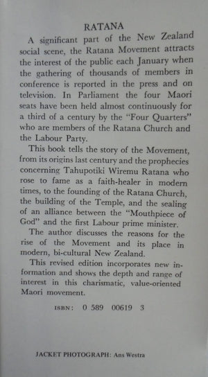 Ratana The Man, the Church, the Political Movement by J.M. Henderson. SIGNED BY AUTHOR. VERY SCARCE.