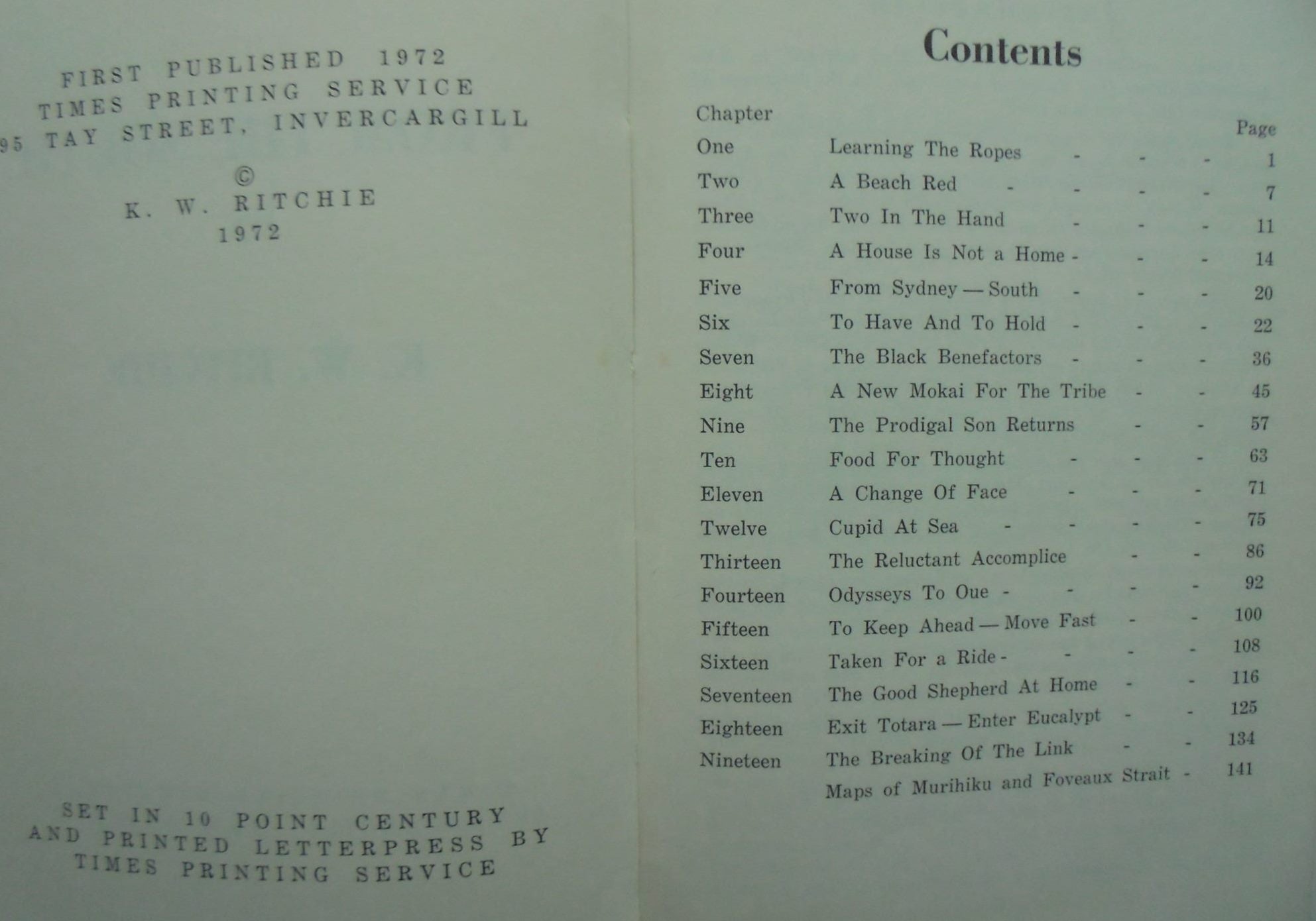 From the South. By K.W. RITCHIE (1972) Hardback 1st edition.