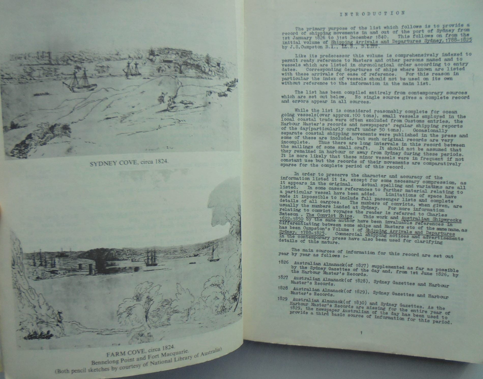 Shipping Arrivals & Departures, Sydney, volume II 1826 to 1840, Parts I, II and III BY Ian Hawkins Nicholson.