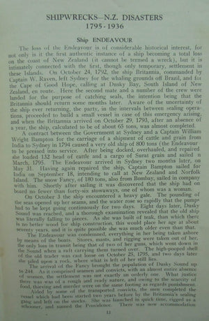 Shipwrecks New Zealand Disasters 1795 - 1936. By Chas. W. N. Ingram and P.Owen Wheatley.