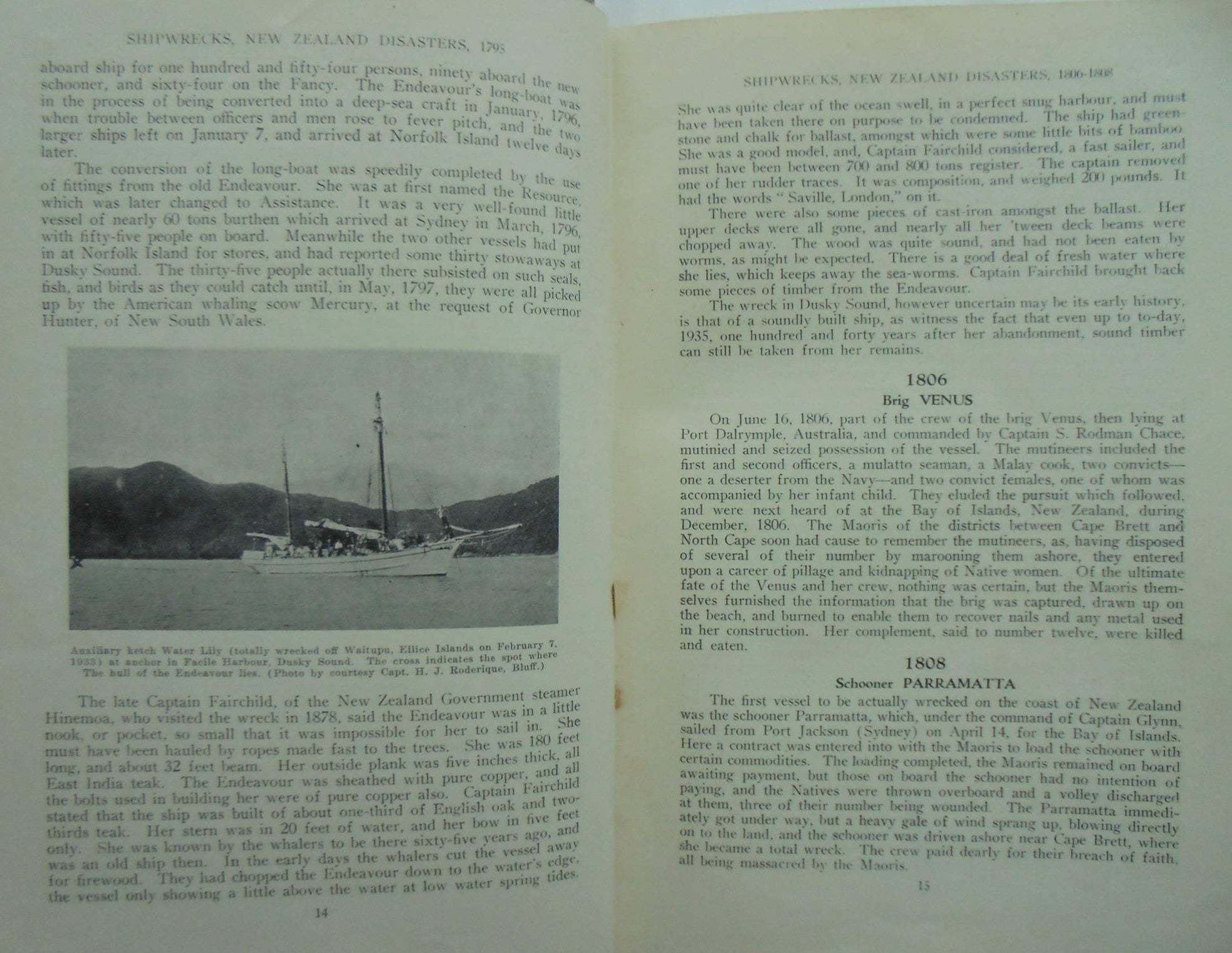 Shipwrecks New Zealand Disasters 1795 - 1936. By Chas. W. N. Ingram and P.Owen Wheatley.