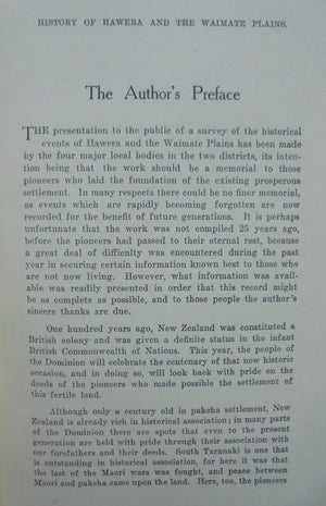 Centennial History of the Hawera and the Waimate Plains. by C.J. Roberts. SIGNED & Dated 1940 BY AUTHOR.