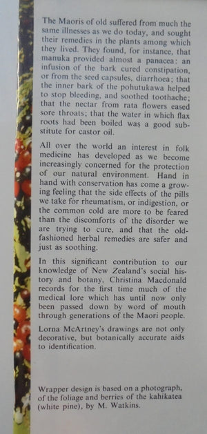 Medicines of the Maori From their Trees, Shrubs and other Plants, Together with Food from the Same Source. First Edition