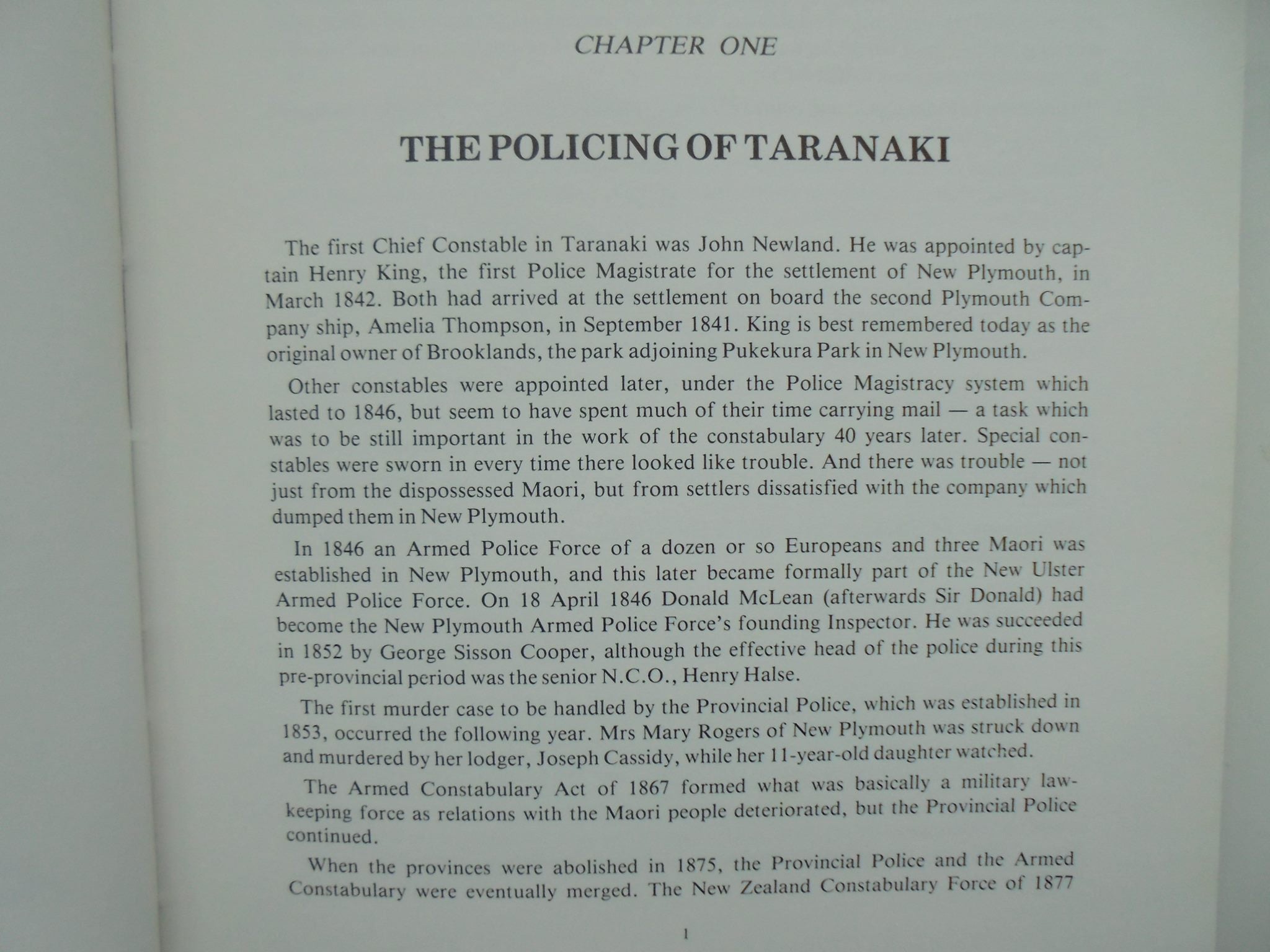 Policing in the Mountain Shadow: A History of the Taranaki Police. By Margaret Carr. SIGNED BY AUTHOR.