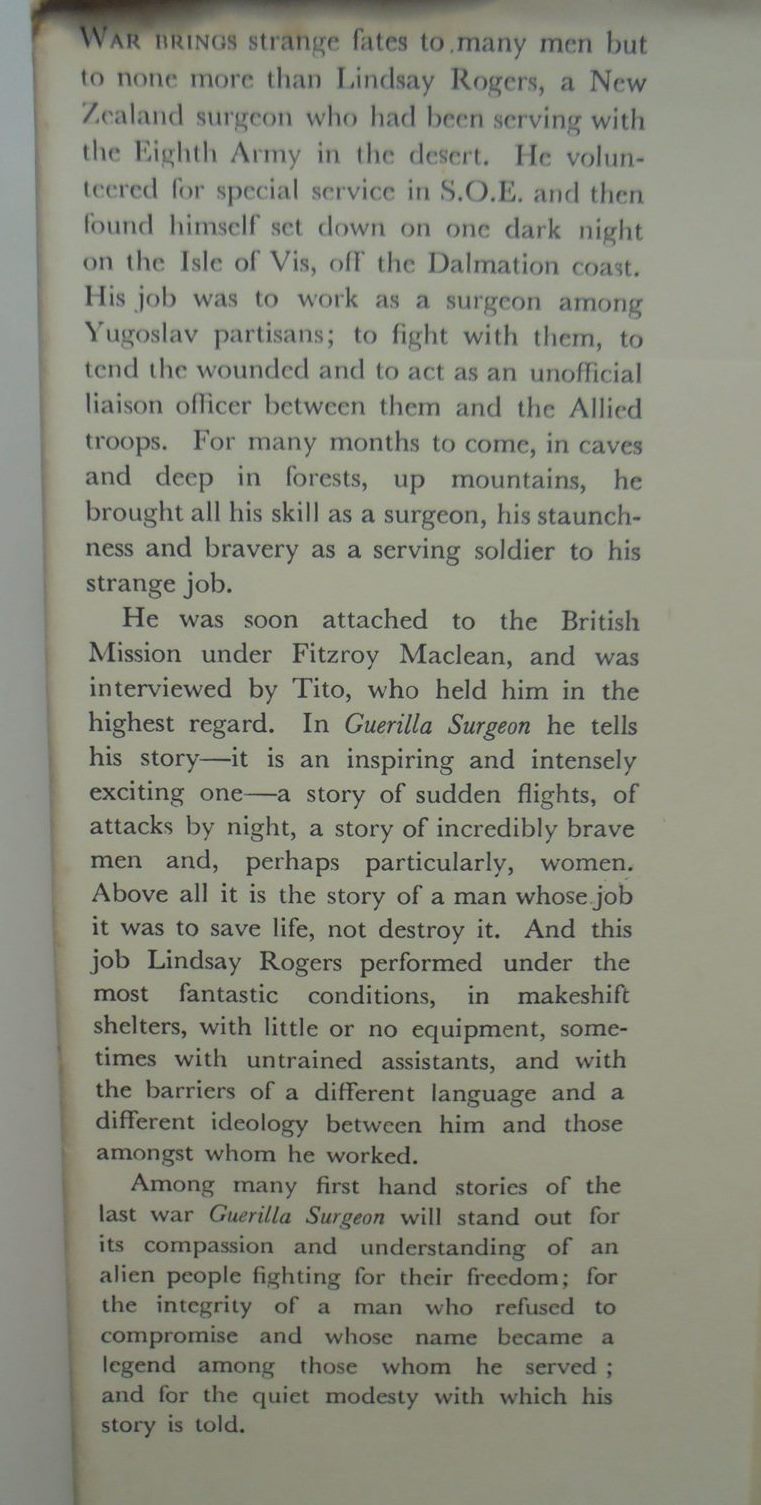 Guerilla Surgeon. by Lindsay Rogers - Hardback 1st edition (1957)