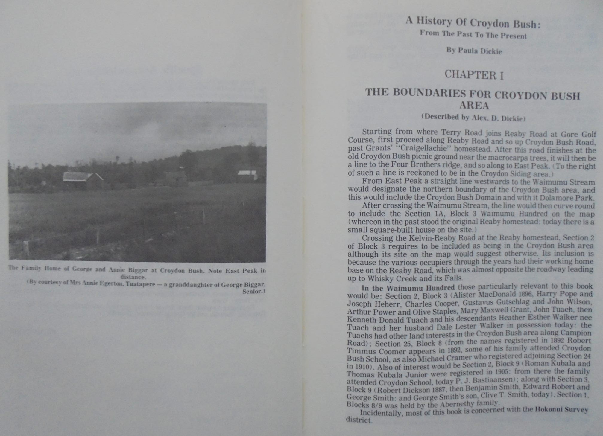 A History of Croydon Bush From the Past to the Present (1856-1988) SIGNED BY AUTHOR Paula Dickie. SCARCE.