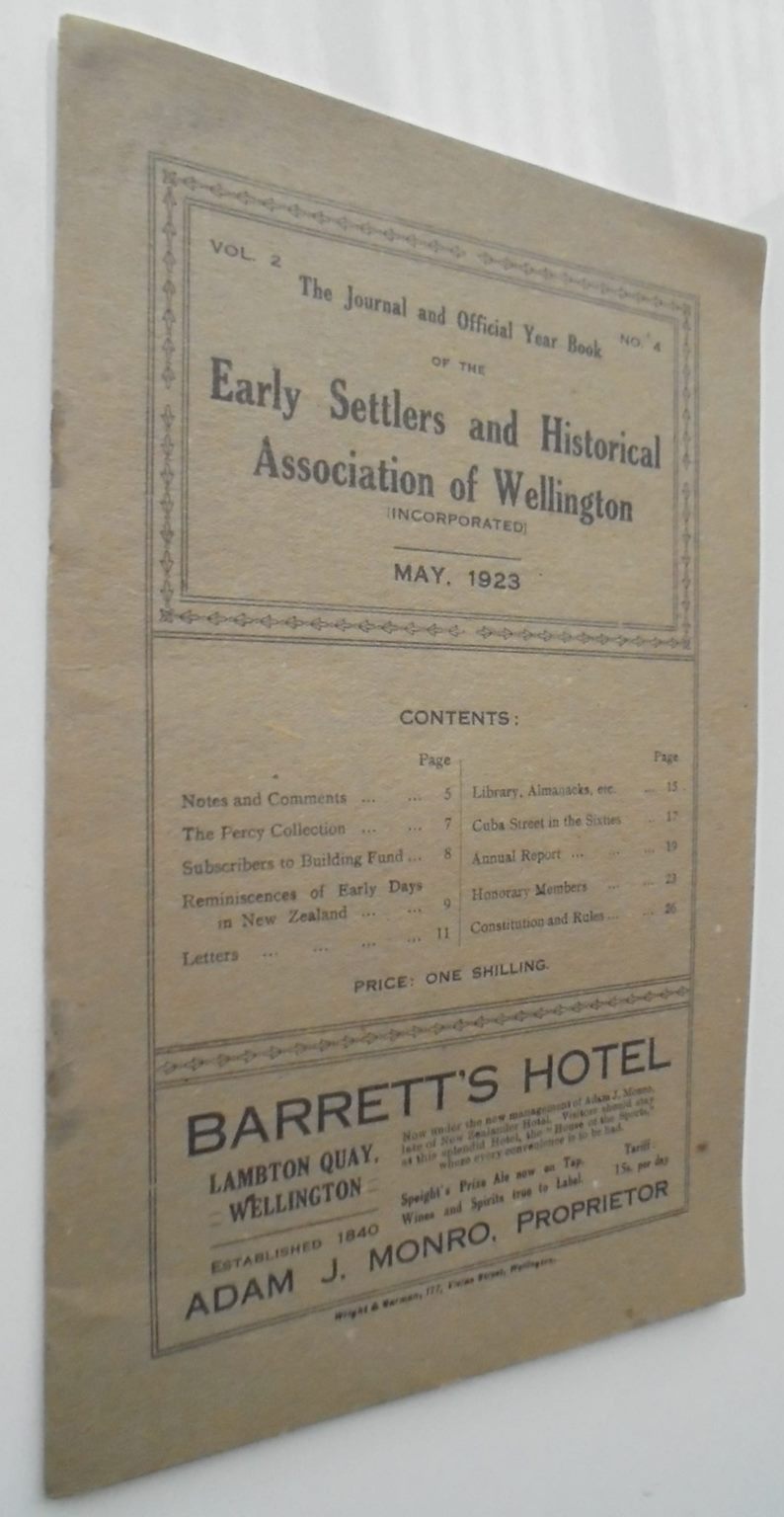 The Journal and Official Year Book of the Early Settlers and Historical Association of Wellington. Vol. 2, No. 4. May 1923.