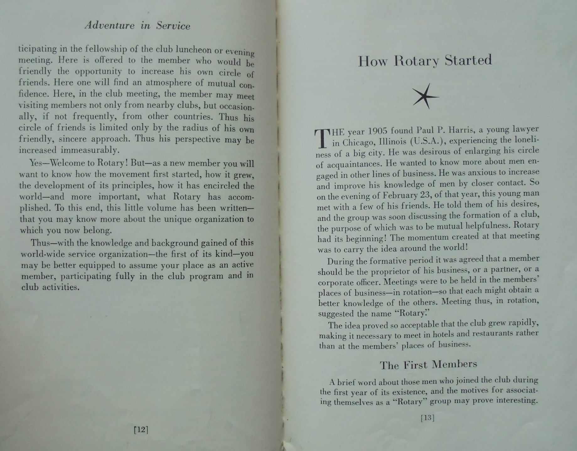 Adventure In Service: The Story of Rotary- its origin, growth, and Influence. 1947 SIGNED.