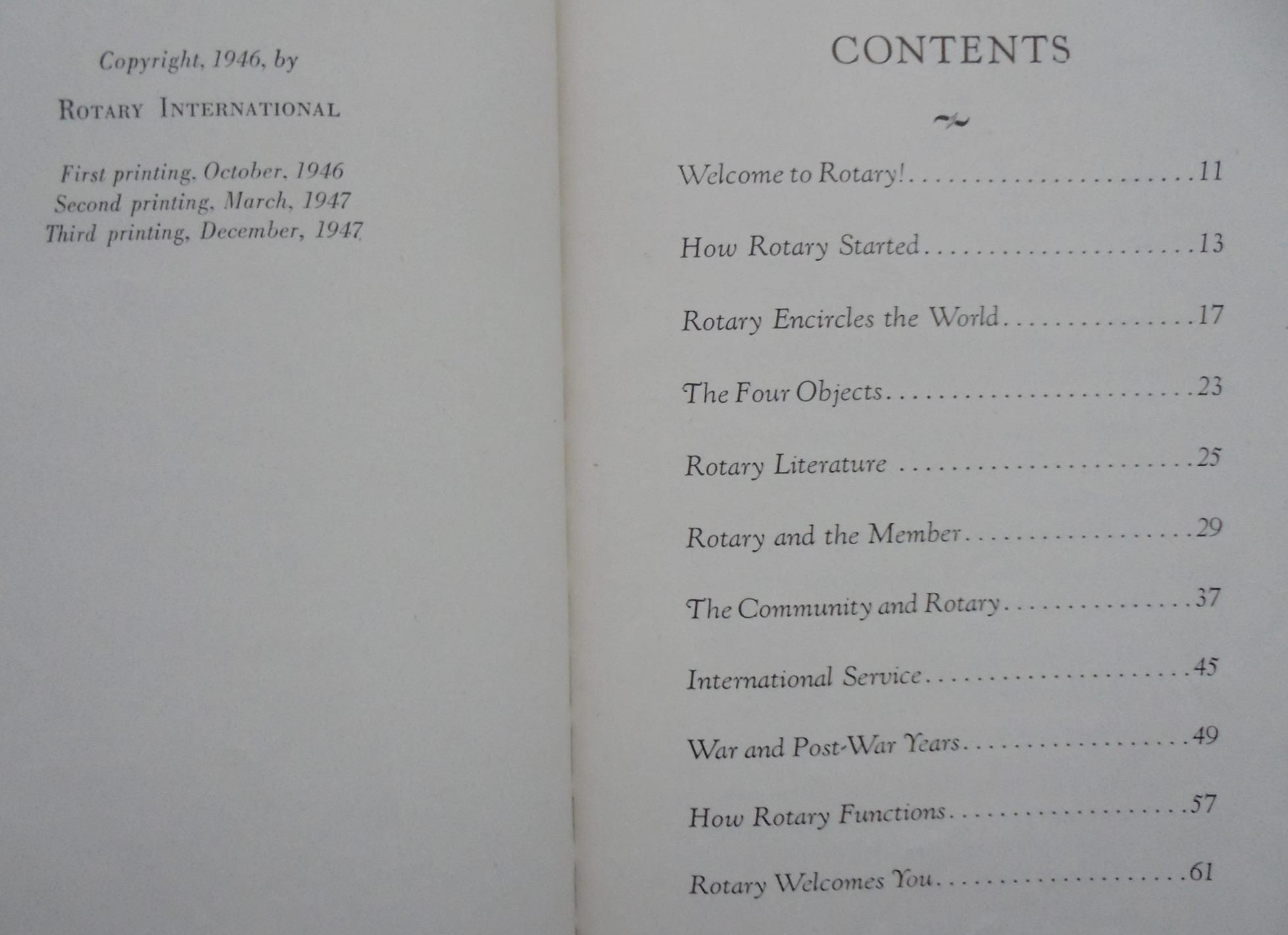 Adventure In Service: The Story of Rotary- its origin, growth, and Influence. 1947 SIGNED.