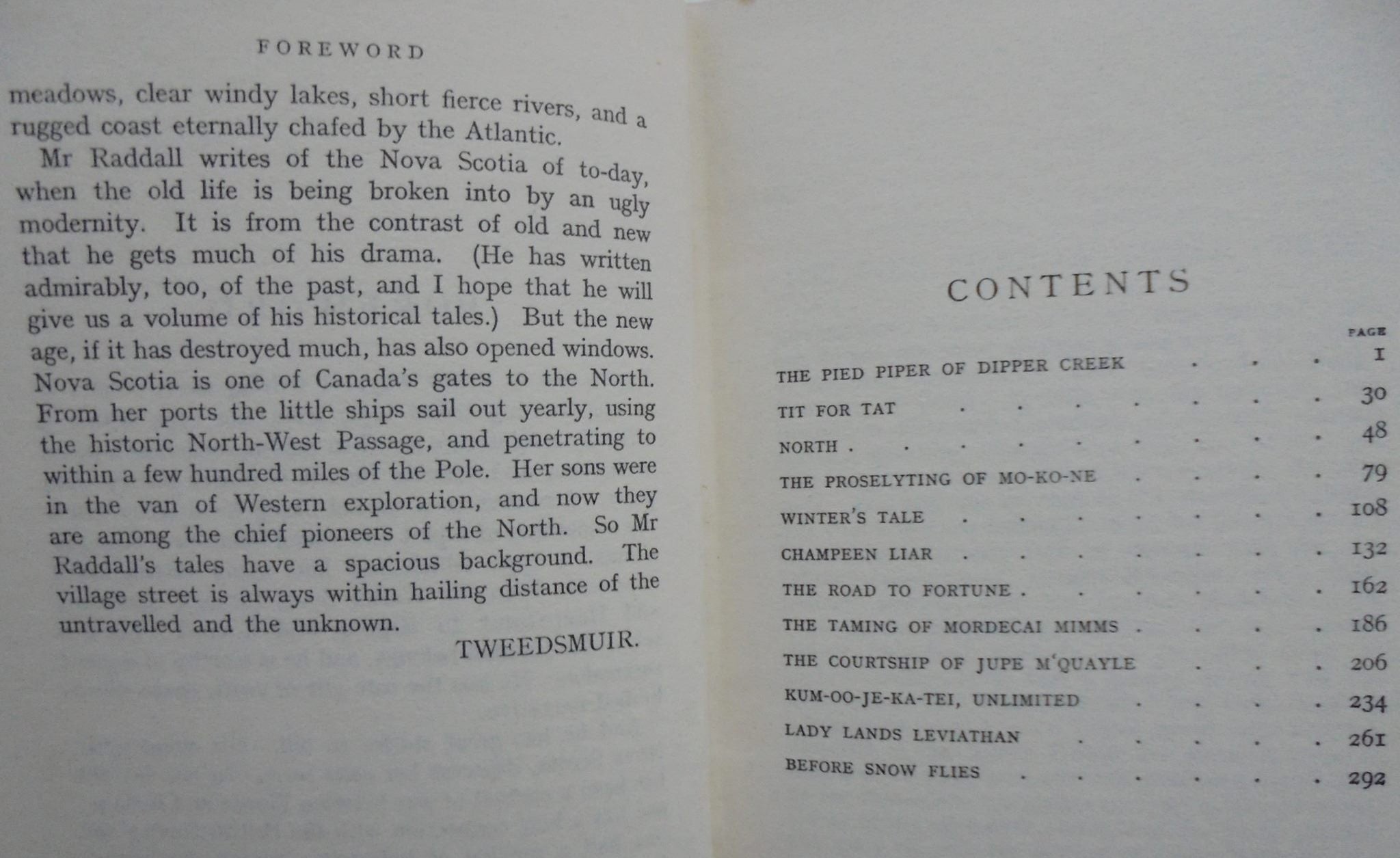 The Pied Piper of Dipper Creek and Other Stories. First edition hardback, 1939. Scarce collection of short stories about Nova Scotia.