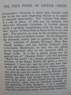 The Pied Piper of Dipper Creek and Other Stories. First edition hardback, 1939. Scarce collection of short stories about Nova Scotia.