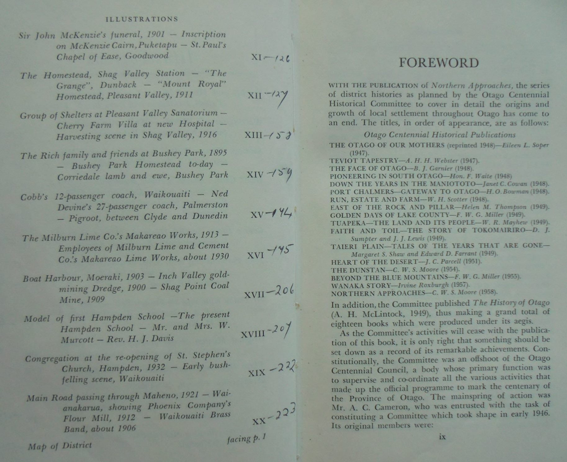 Northern Approaches: A History of Waitati, Waikouaiti, Palmerston, Dunback, Moeraki, Hampden And Surrounding Districts BY C.W.S. Moore.