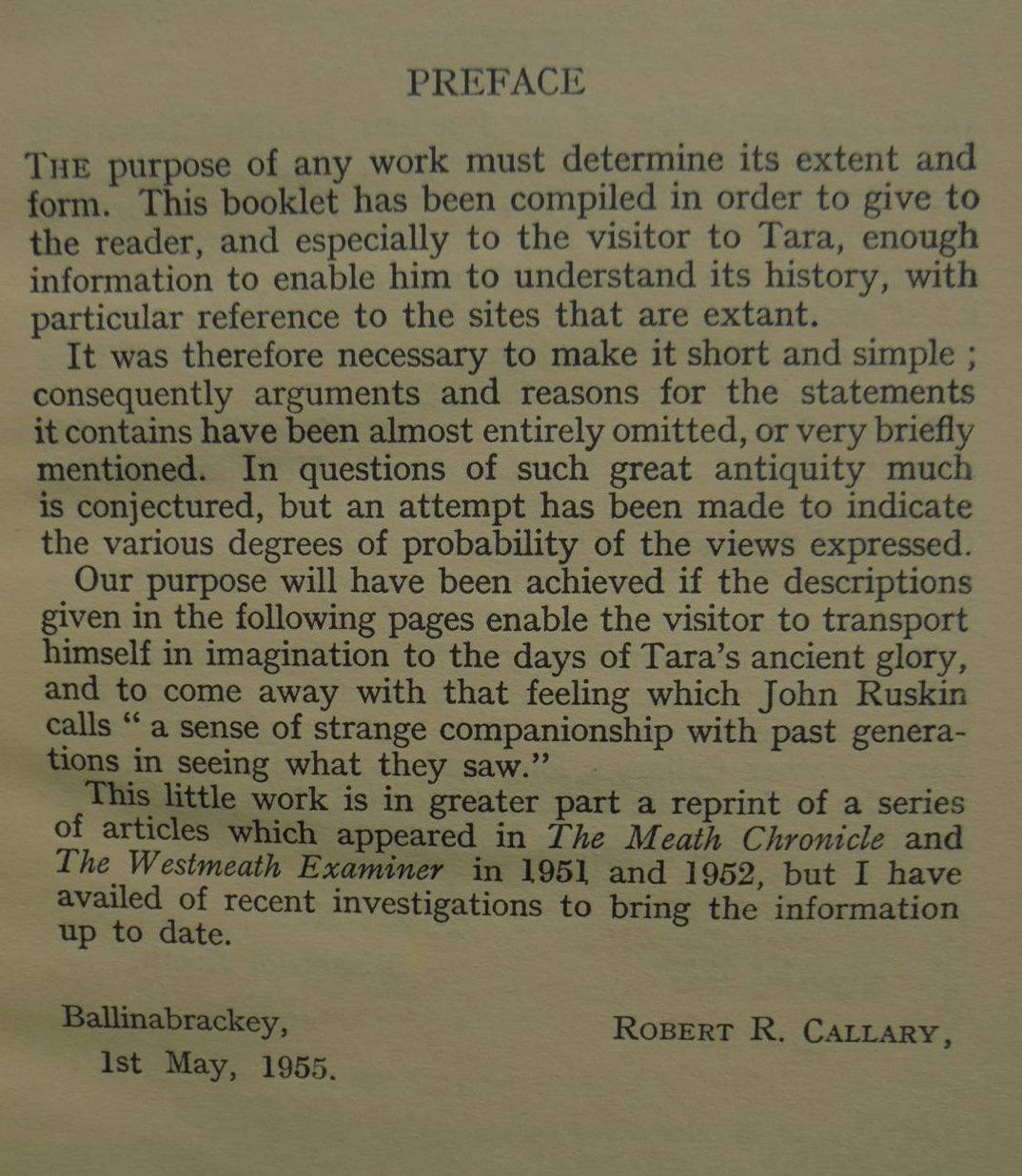 The Hill Of Tara. Ancient Irish History. by Robert R. Callary.