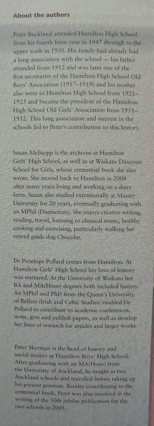 One School Two Stories. Hamilton High School 100 Years On by Peter Buckland.