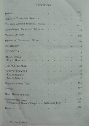 Flora of New Zealand Volume I : Indigenous Tracheophyta by H. H. Allan. 1961