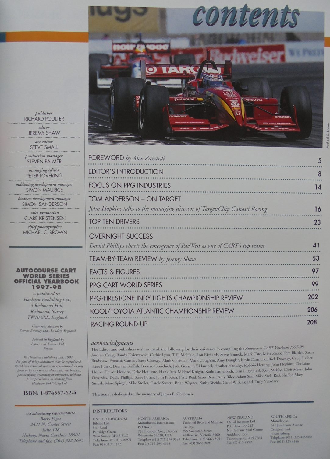 Autocourse PPG CART World Series Official Yearbook 1997-98 - By Jeremy Shaw