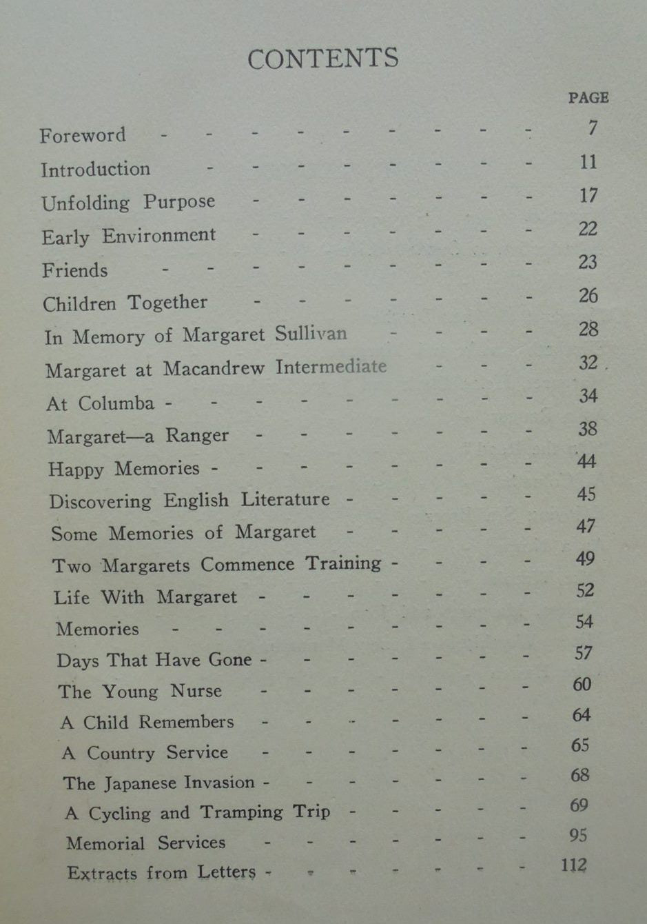 Margaret A Daughter of the Manse A Memoir of Christina Margaret Sullivan. February 1929 - April 1948.