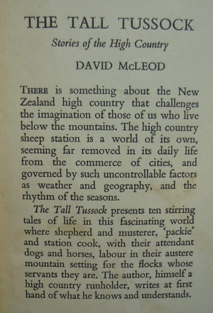 The Tall Tussock. Stories of the High Country. By David McLeod (1960)