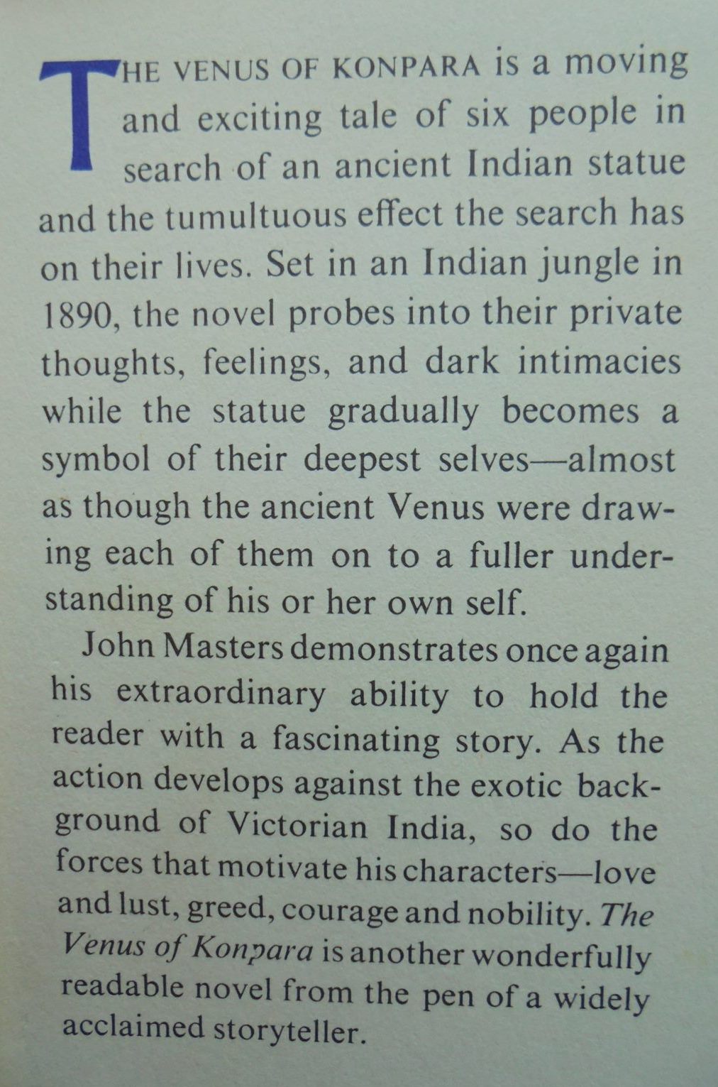 The Venus of Konpara. By John Masters. (1960) 1st edition