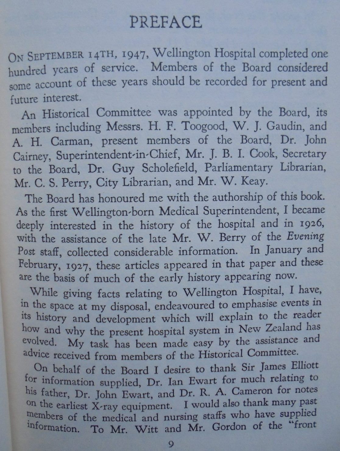 A Hundred Years of Healing - Wellington Hospital 1847-1947. By D. MacDonald Wilson.