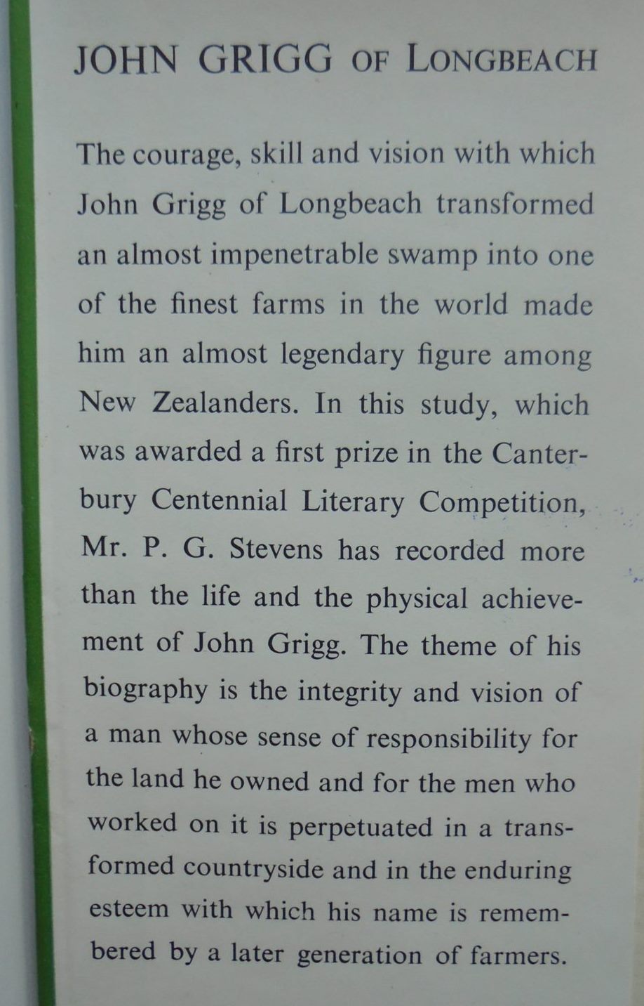 John Grigg of Longbeach By Stevens, P. G. (1952)