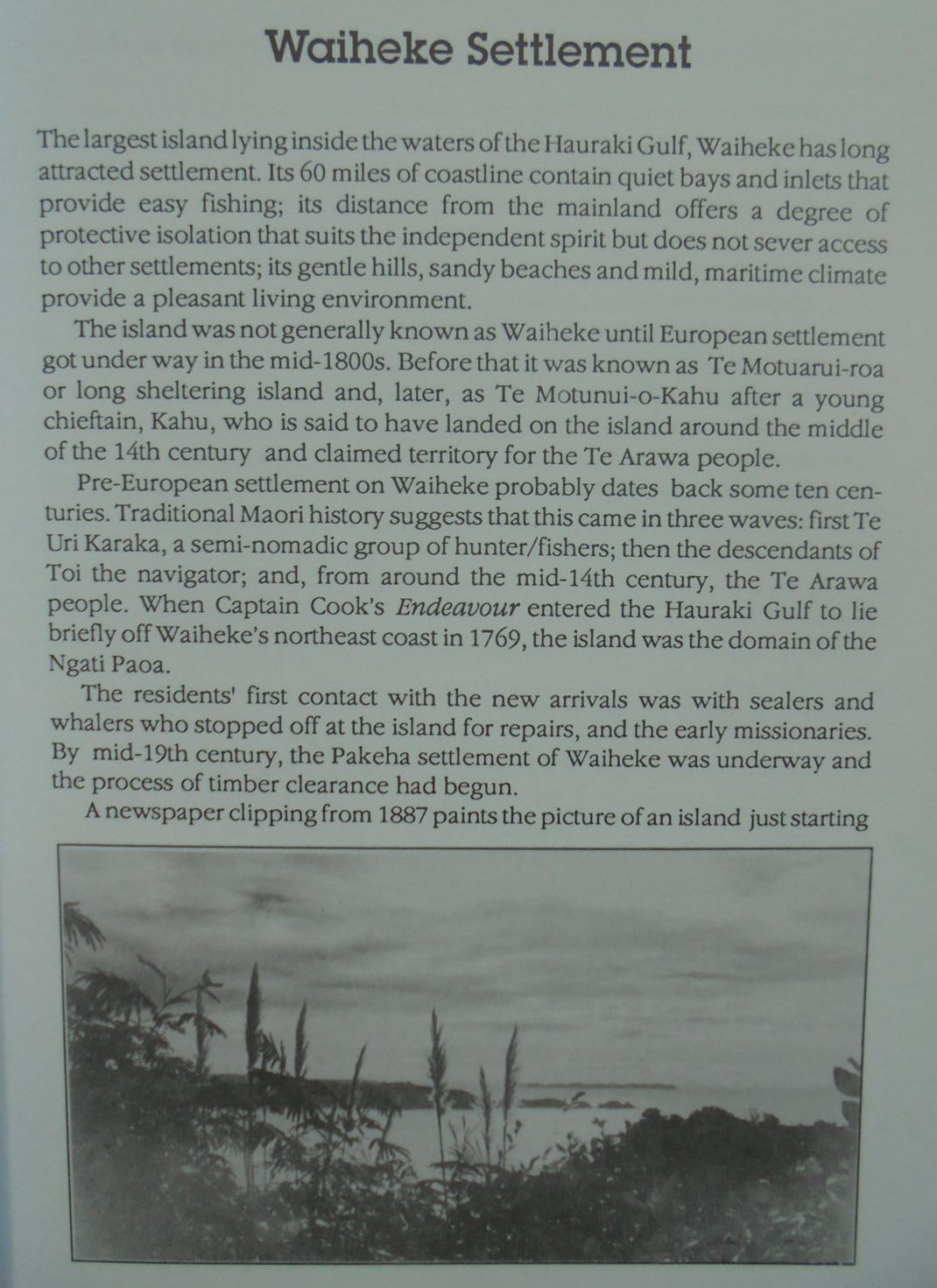 Waiheke Pioneers History of Waiheke Island by Dixie Day.