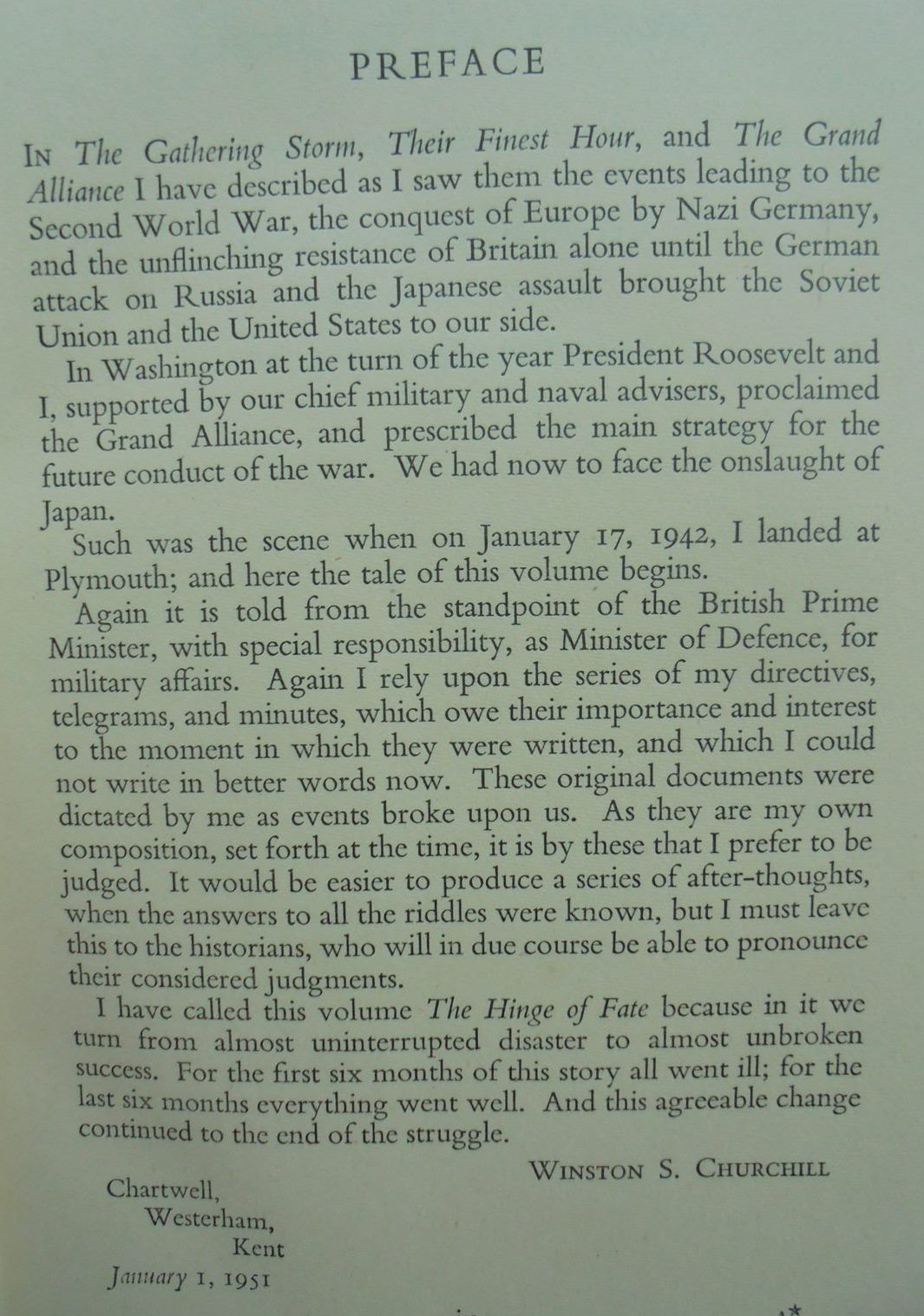 The Second World War. Volume IV. The Hinge of Fate by Winston Churchill.