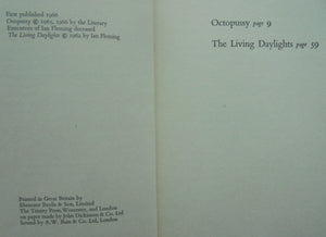 Octopussy and The Living Daylights by Ian Fleming. 1966, FIRST EDITION.