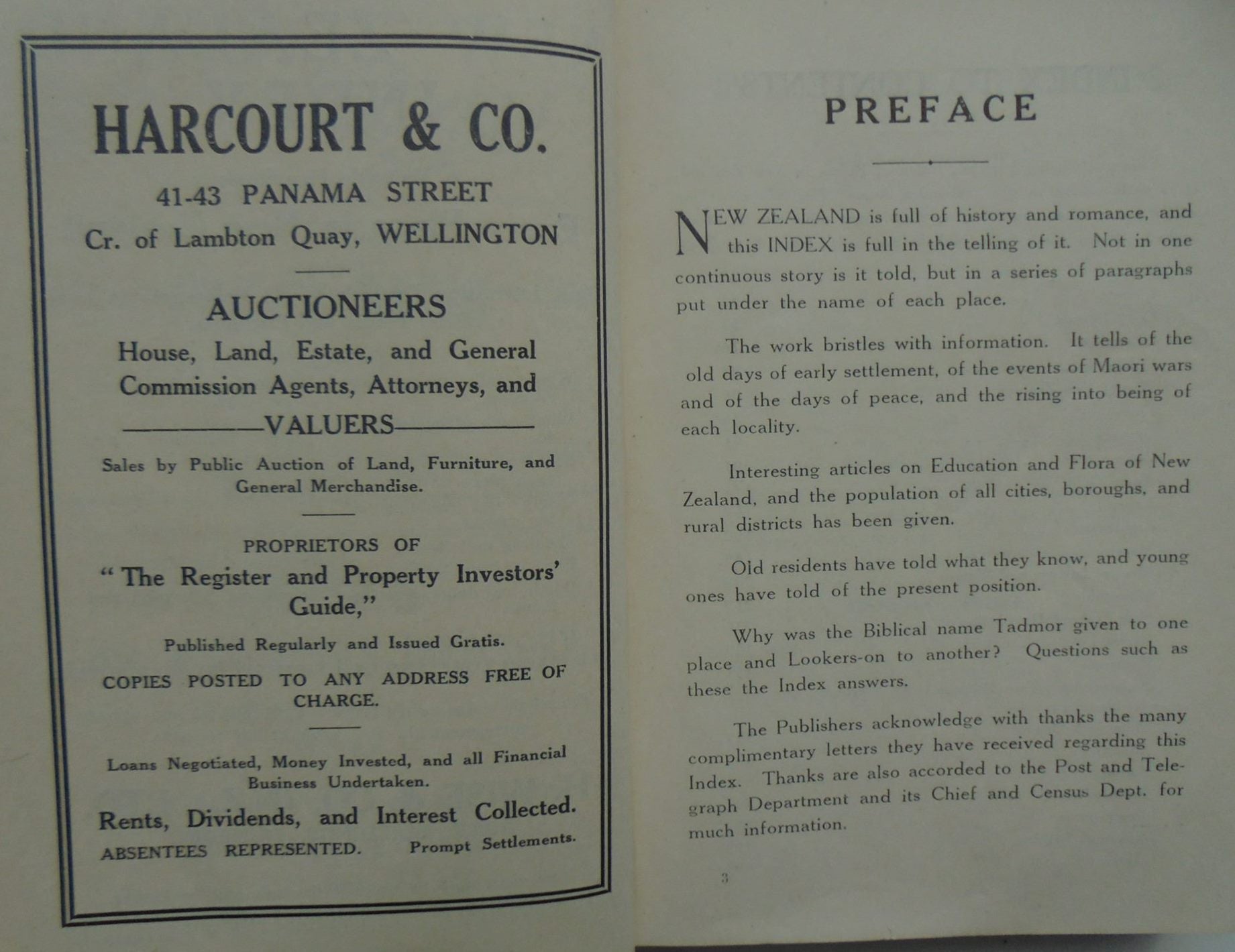 Two books. Every Place in New Zealand The New Zealand Index (1936). A Short history of NZ.