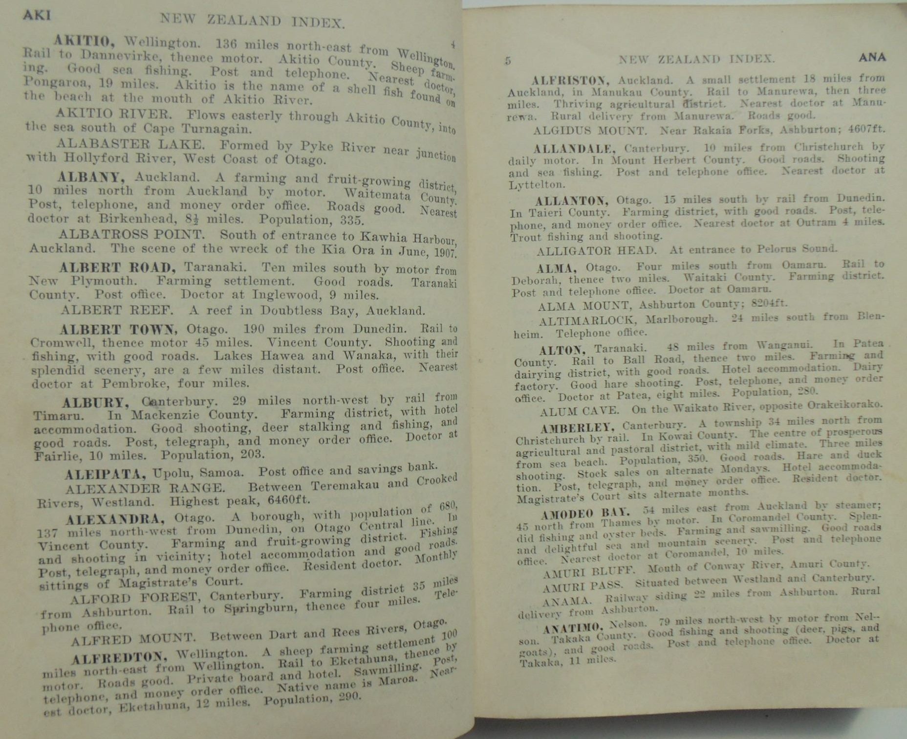 Two books. Every Place in New Zealand The New Zealand Index (1936). A Short history of NZ.