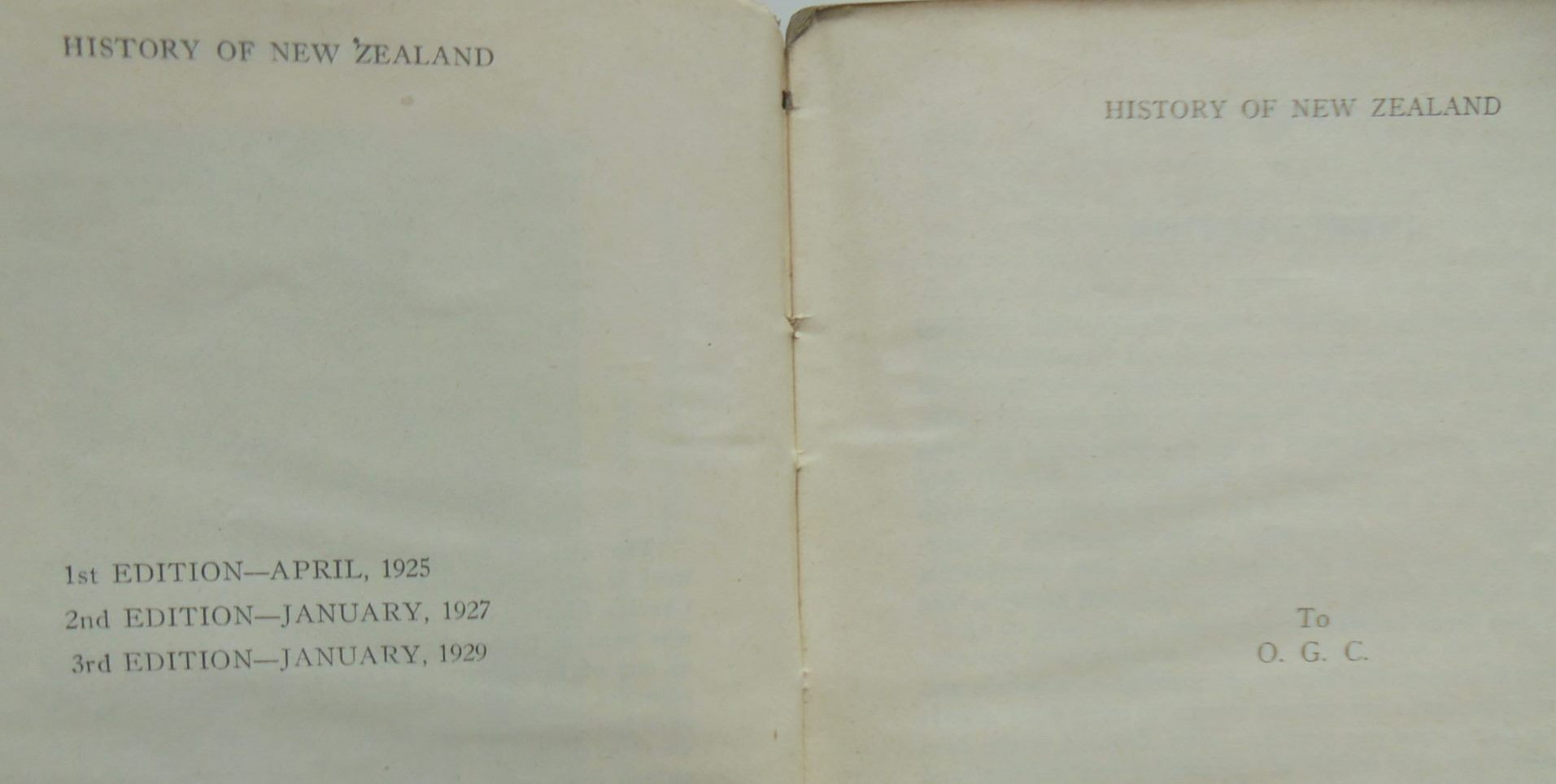 Two books. Every Place in New Zealand The New Zealand Index (1936). A Short history of NZ.