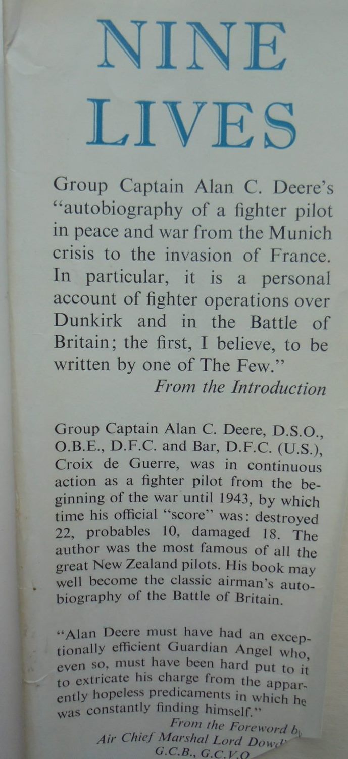 Nine Lives by Group Captain Alan C. Deere D.S.O., O.B.E., D.F.C. First Edition