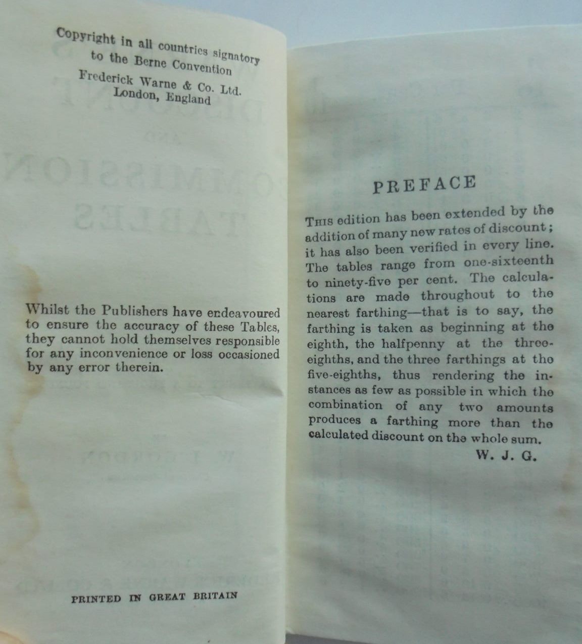 Warne's Discount and Commission Tables. By W. J. Gordon