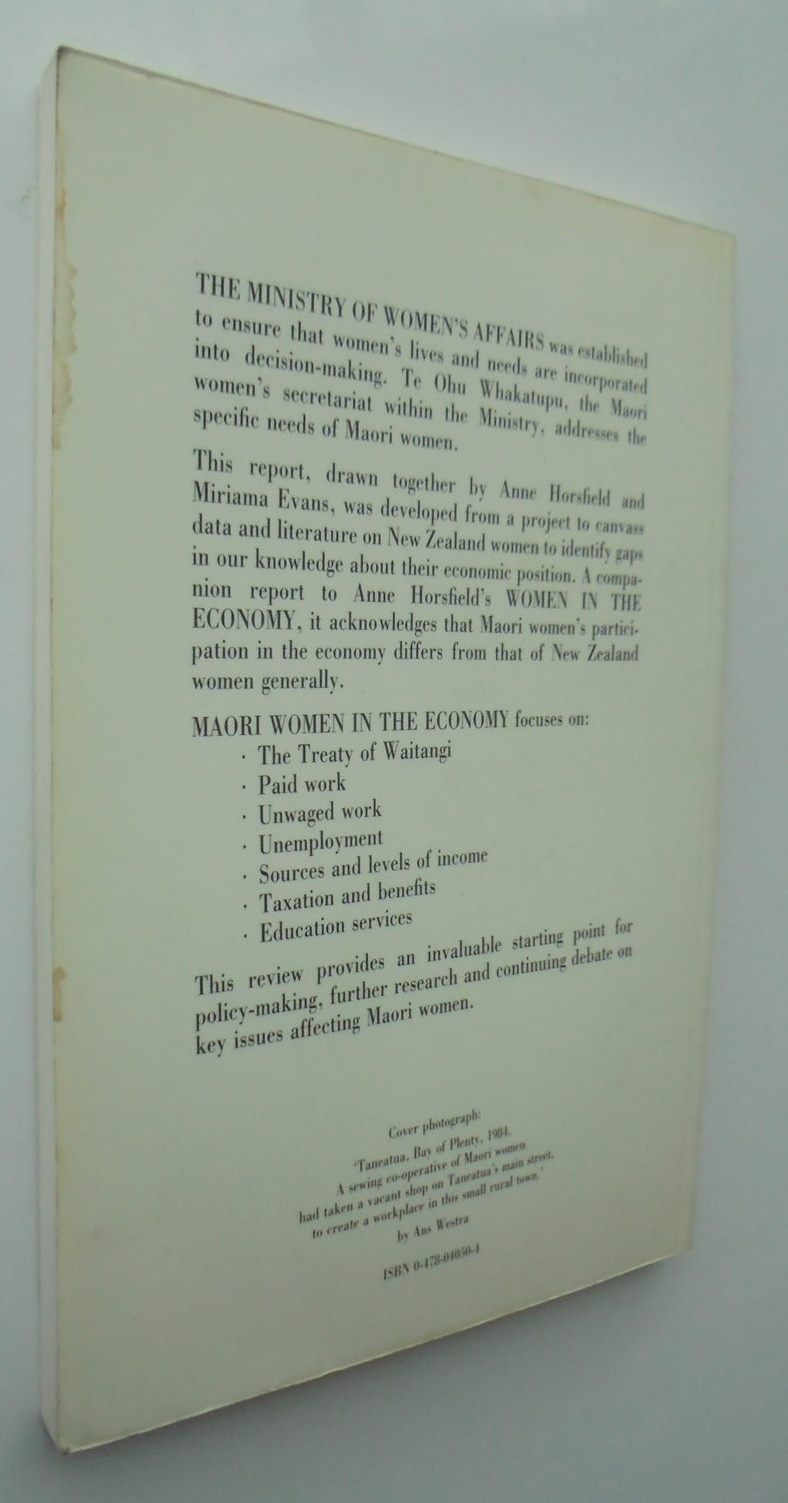 Maori women in the economy: A preliminary review of the economic position of Maori women in New Zealand by Horsfield, A. K