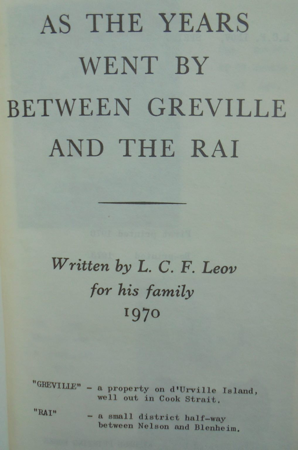 As the Years Went By Between Greville & the Rai by LCF Leov. Publisher: L. C. F. Leov,