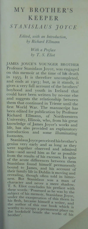 My Brother's Keeper by Stanislaus Joyce. 1958, First Edition.