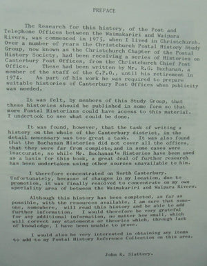 The Mails of North Canterbury. The Postal History Between the Waimakariri and Waipara Rivers 1855-1979. by John R. Slattery.