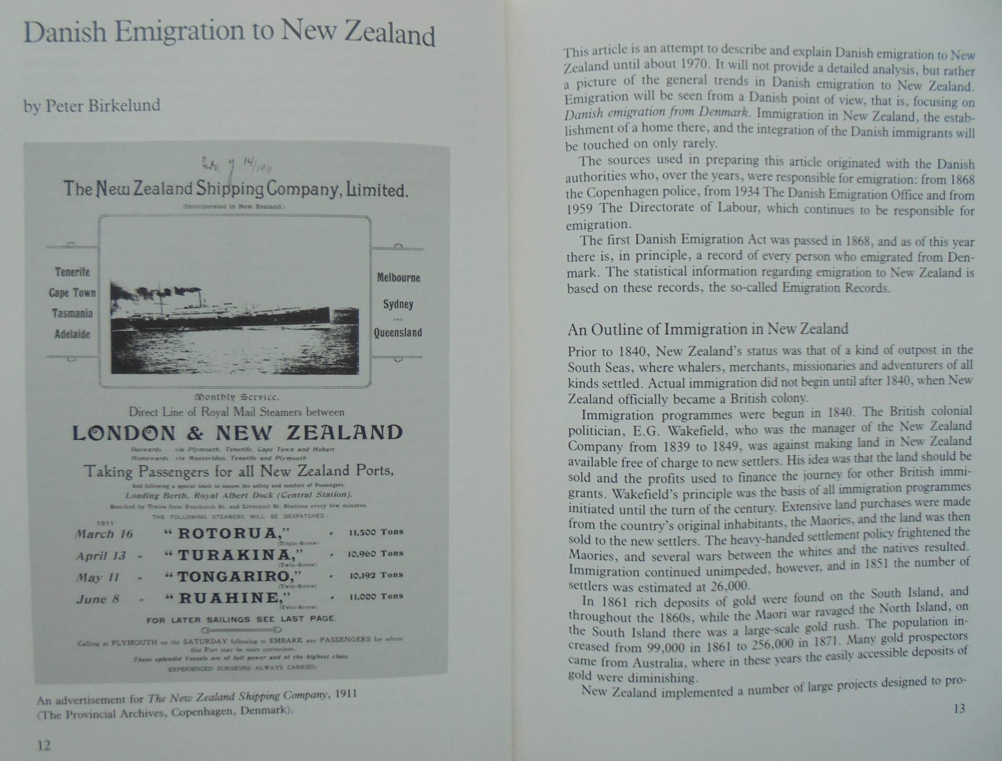 Danish Emigration to New Zealand Edited By Henning Bender & Birgit Larsen.