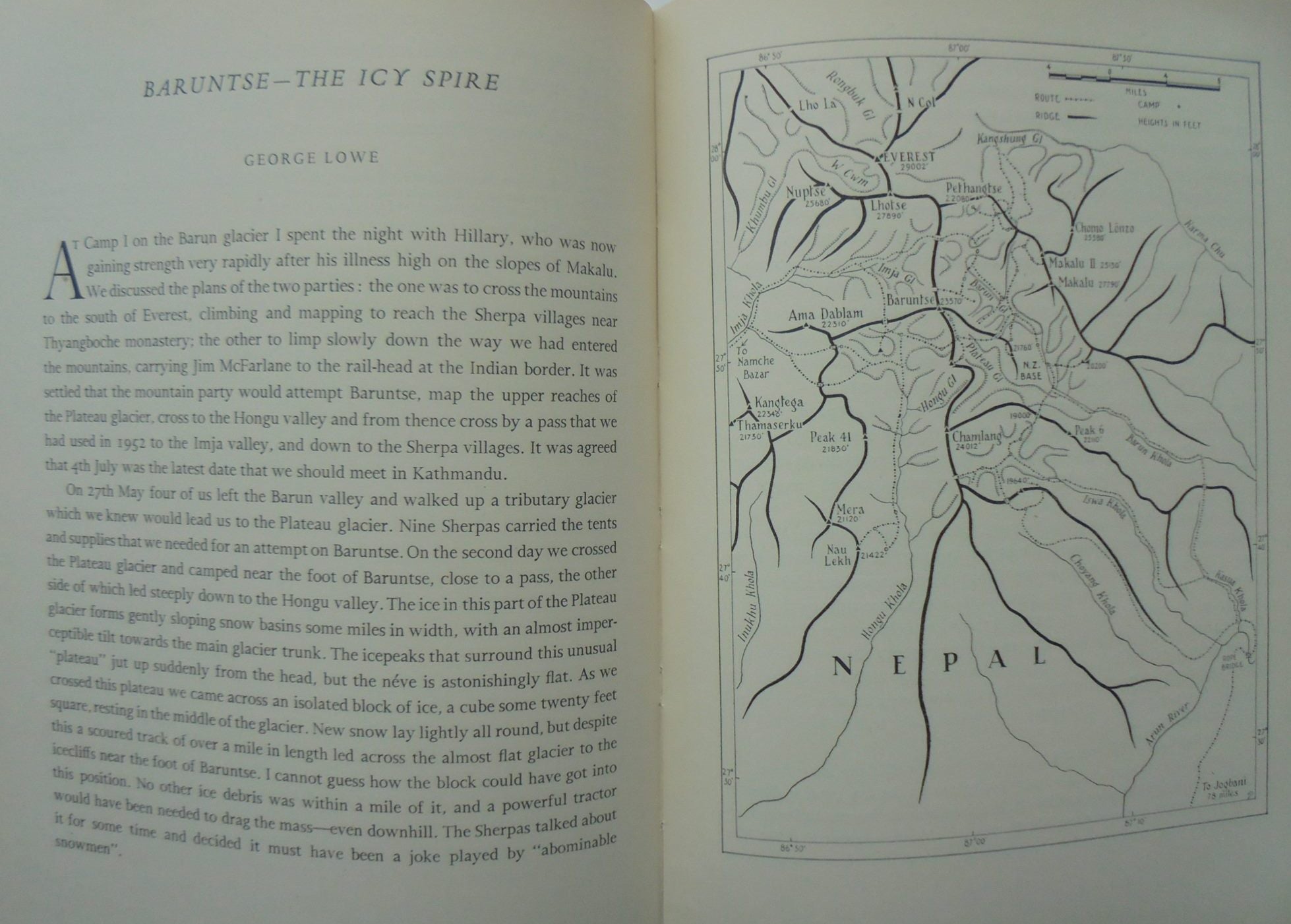 East of Everest. An Account of the New Zealand Alpine Club Himalayan Expedition to the Barun Valley in 1954 by Sir Edmund Hillary and George Lowe.