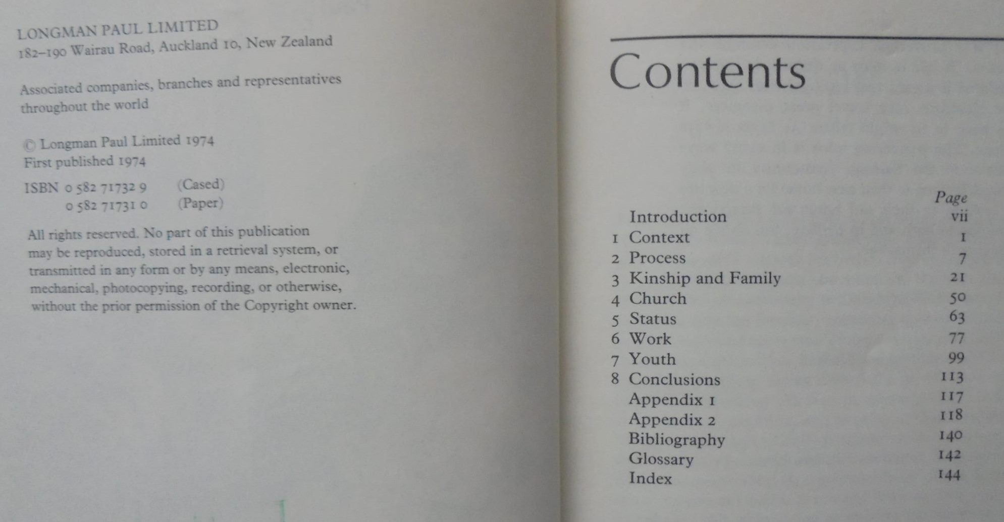 Emerging Pluralism: The Samoan Community in NZ. PITT, DAVID & MACPHERSON, CLUNY