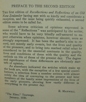 Recollections and Reflections of an Old New Zealander. By E. MAXWELL