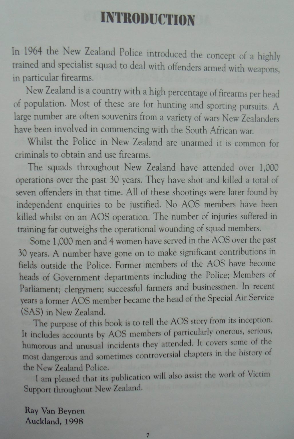 Zero-Alpha. NZ Police Armed Offenders Squad Official History. By Ray Van Beynen