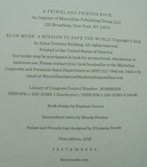 Elon Musk. A Mission to Save the World. By Redding, Anna Crowley