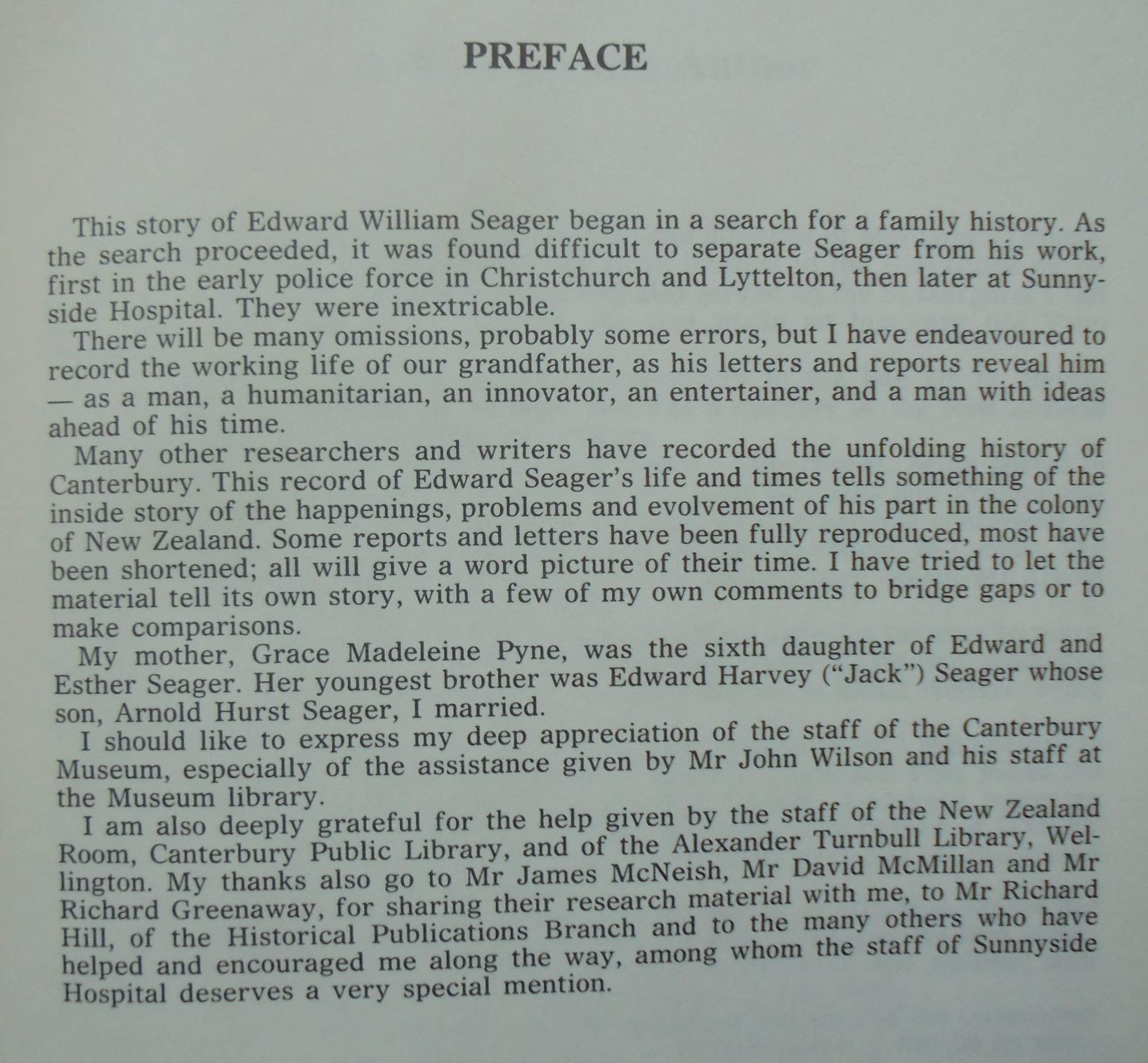 Edward William Seager Pioneer of Mental Health by Madeleine Seager.