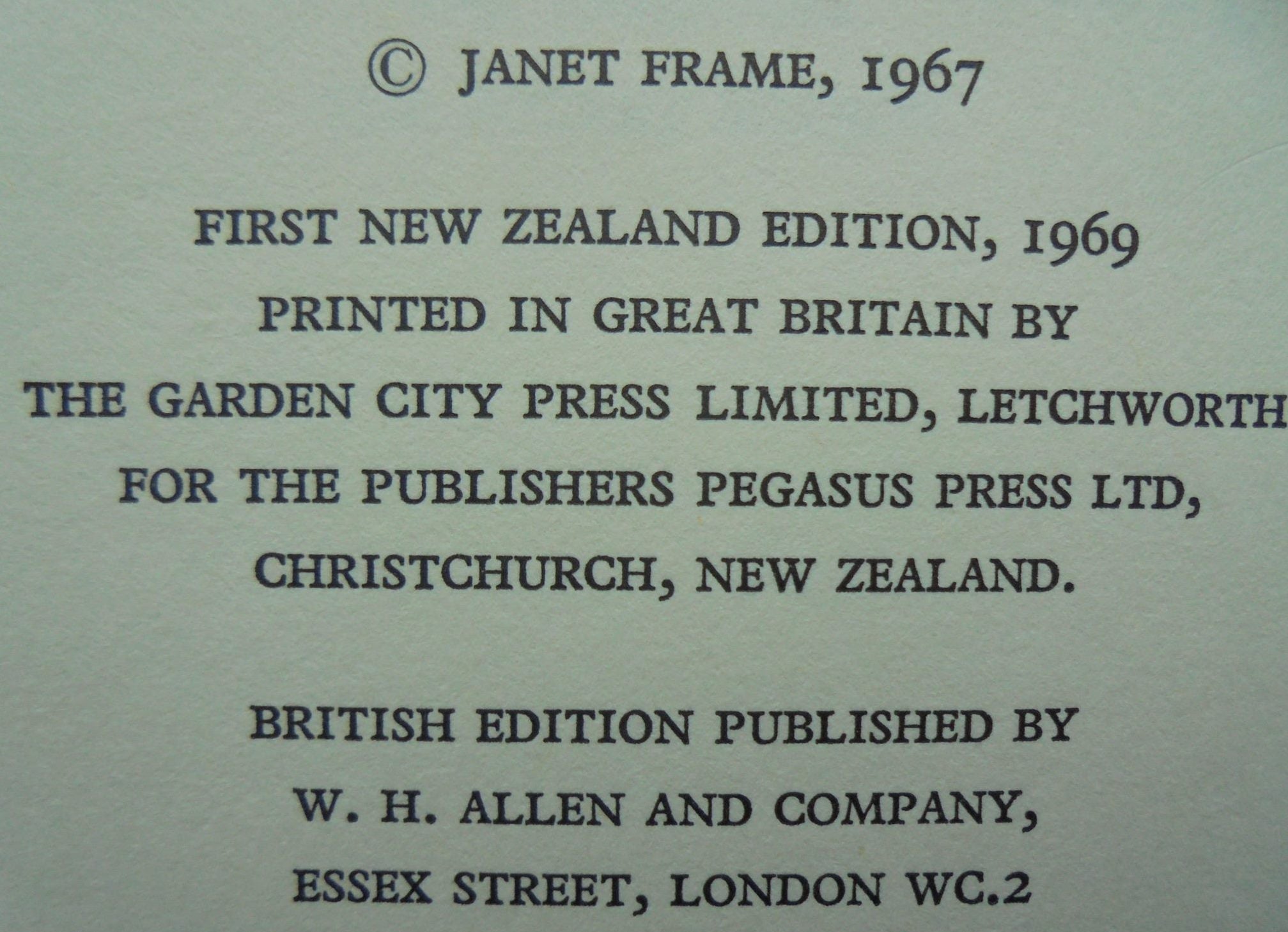 The Rainbirds by Janet Frame. First New Zealand Edition (1969).