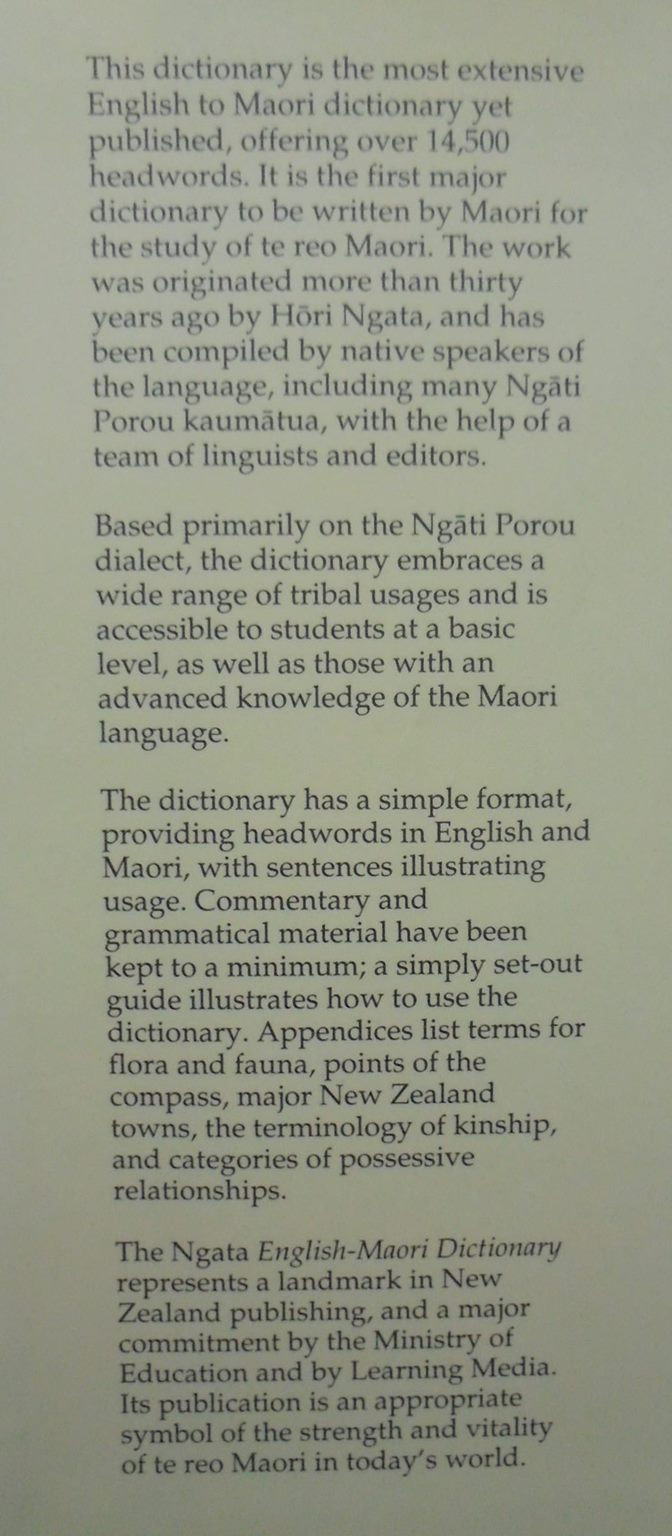 Ngata Dictionary English-Maori Dictionary By H.M. Ngata. Hardback scarce